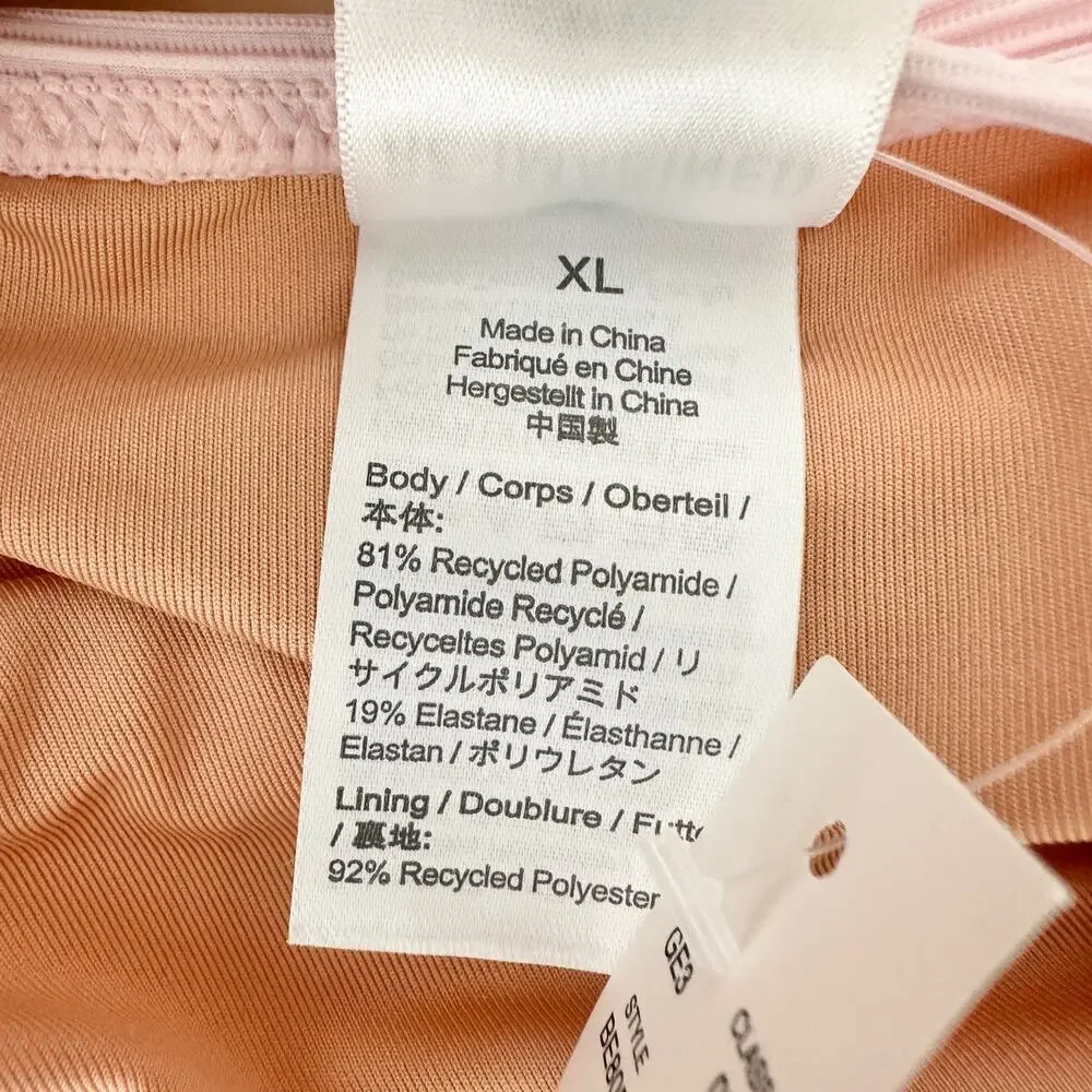 J.Crew Ribbed Ribbed Curved Waist Cheeky String Bikini Bottom Pink XL NWT
